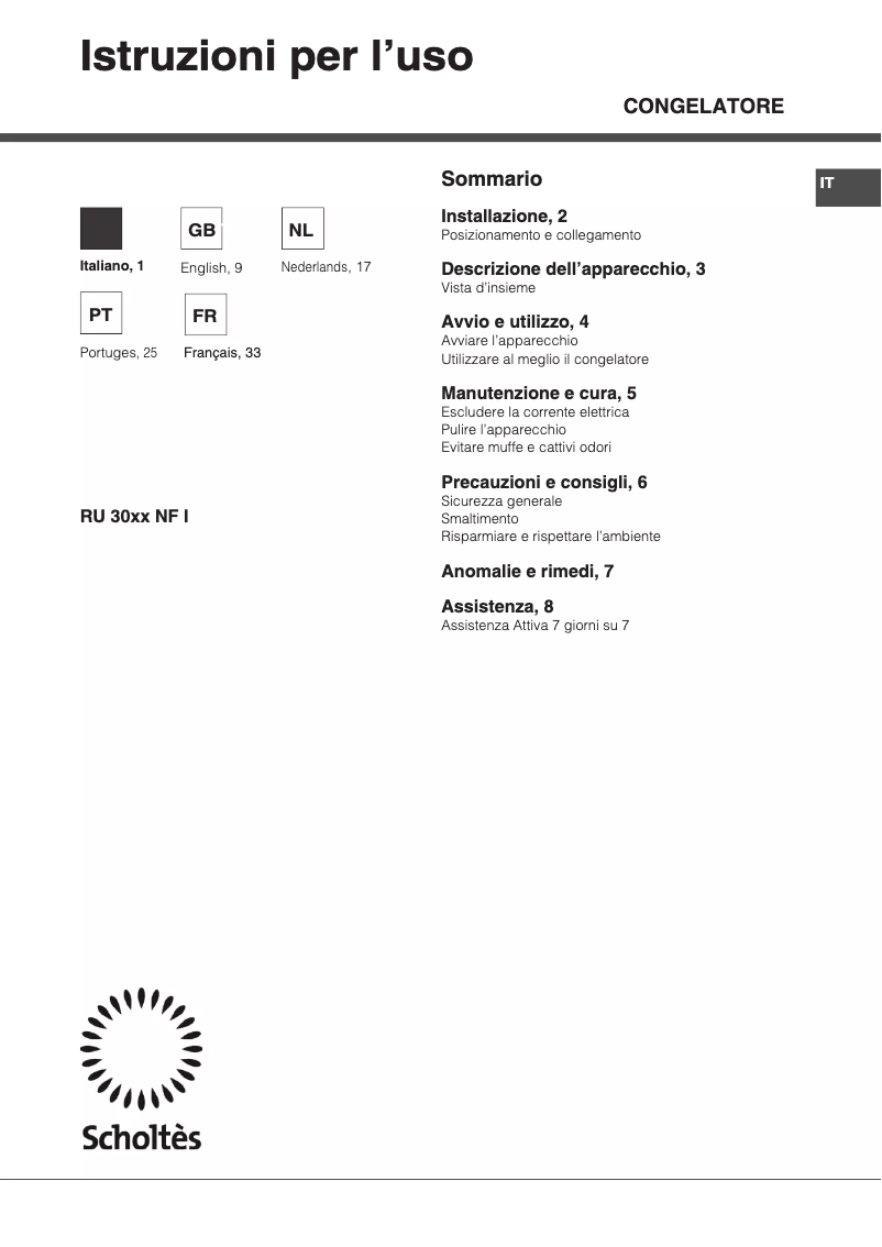 Imagen de la primera página del manual del dispositivo RU 3032 NF I