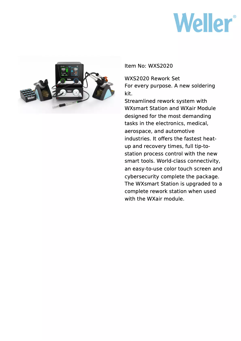 Página 1 del manual Ficha técnica Weller WXS2020