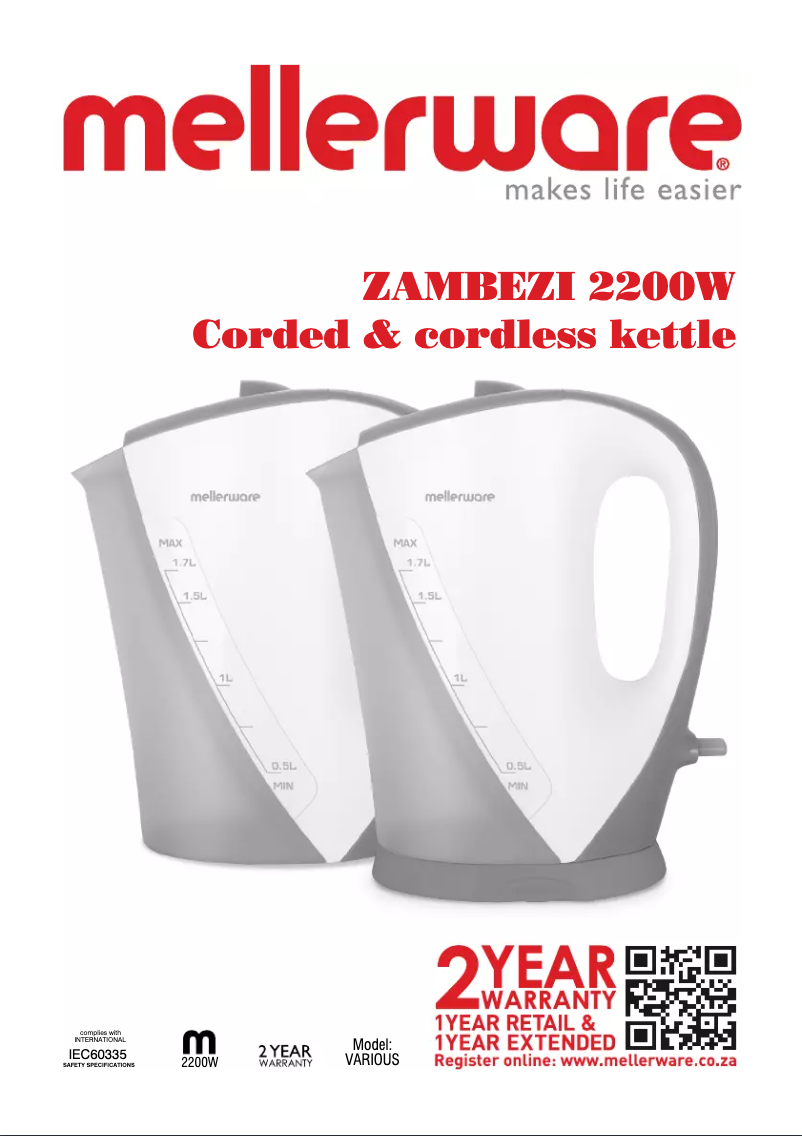 Página nº 1 - Manual de usuario Mellerware Zambezi 21200WB