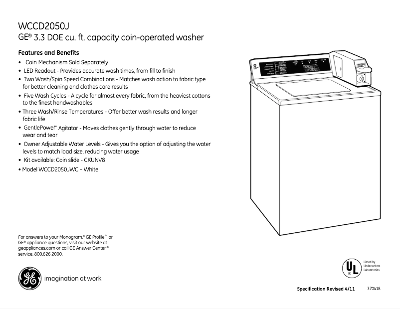 Imagen de la primera página del manual del dispositivo WCCD2050JWC