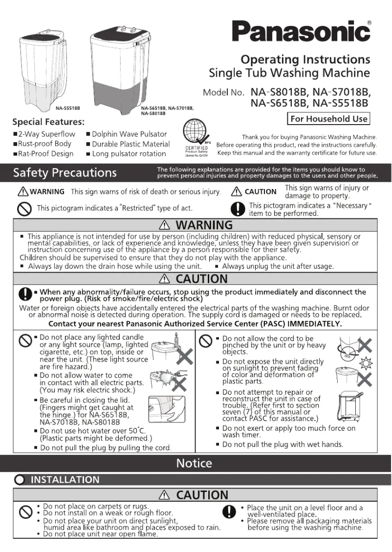 Página 1 del manual Manual de usuario Panasonic NA-S6518B