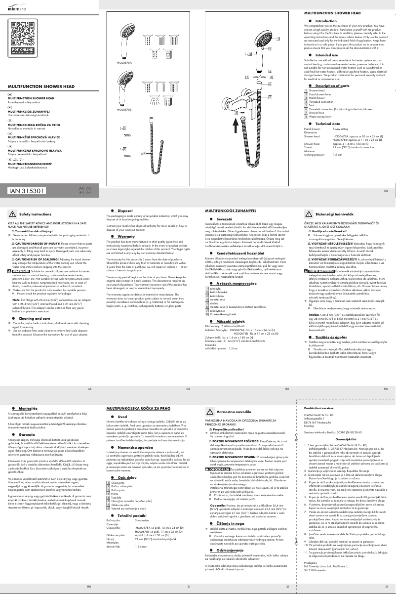 Página 1 del manual Manual de usuario Miomare IAN 315301