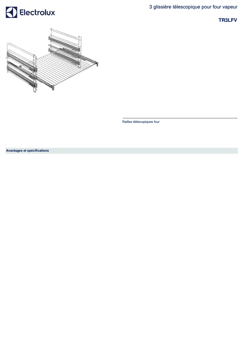 Página 1 del manual Ficha técnica Electrolux TR3LFV