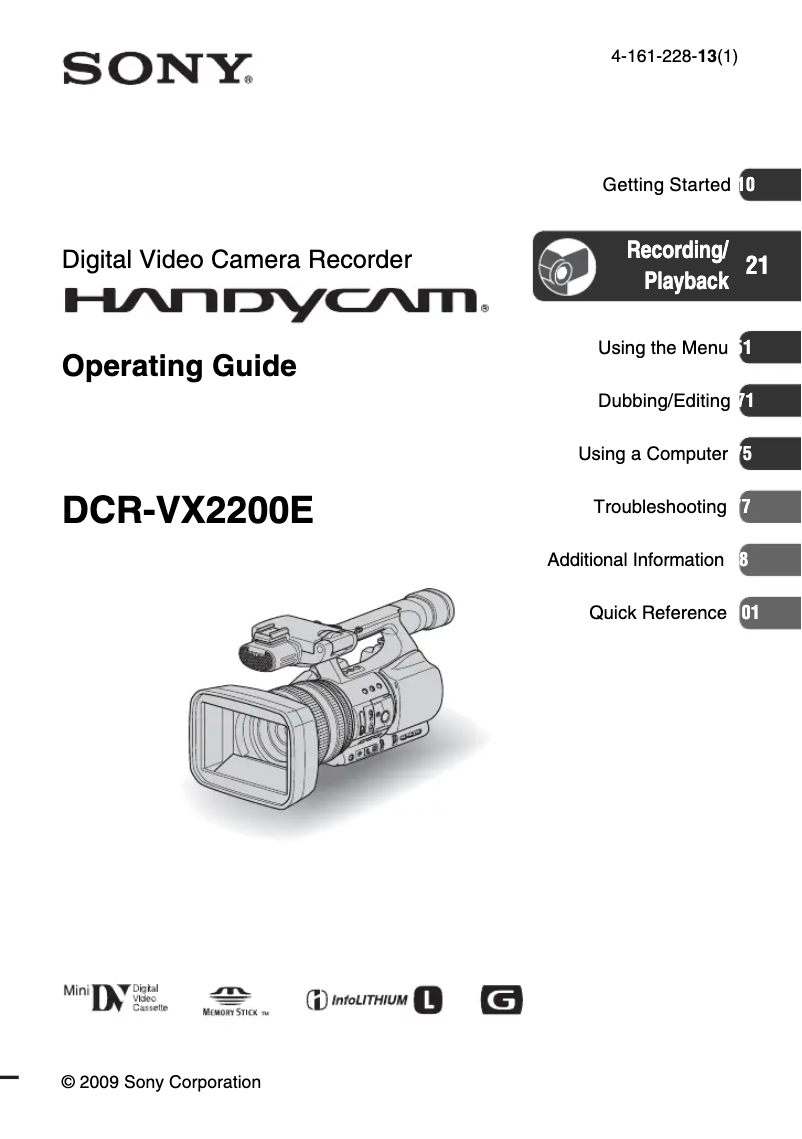 Página 1 del manual Manual de usuario Sony DCR-VX2200E