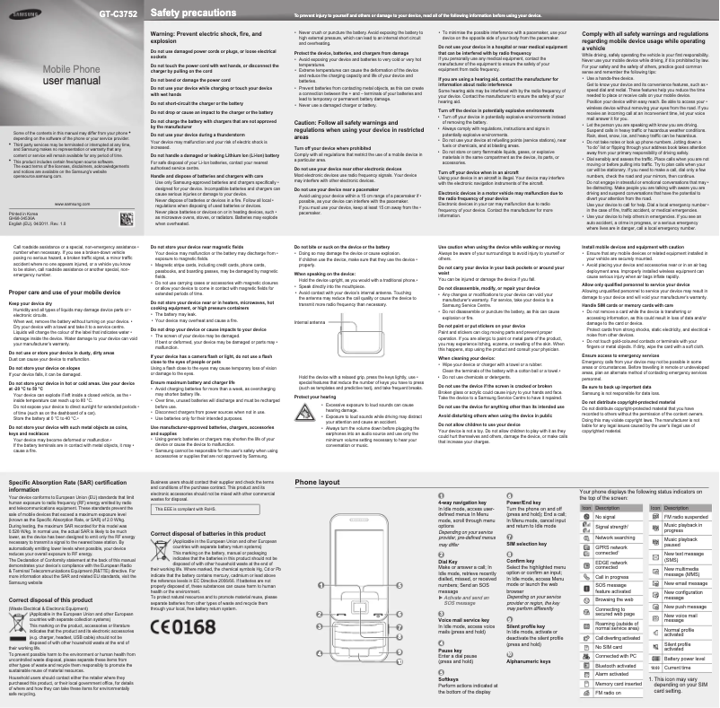 Página 1 del manual Manual de usuario Samsung C3752