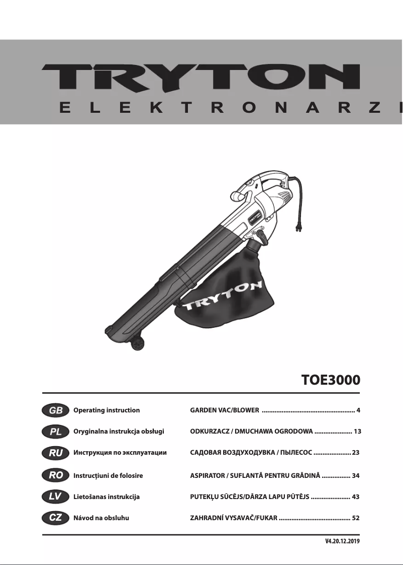 Imagen de la primera página del manual del dispositivo TOE3000