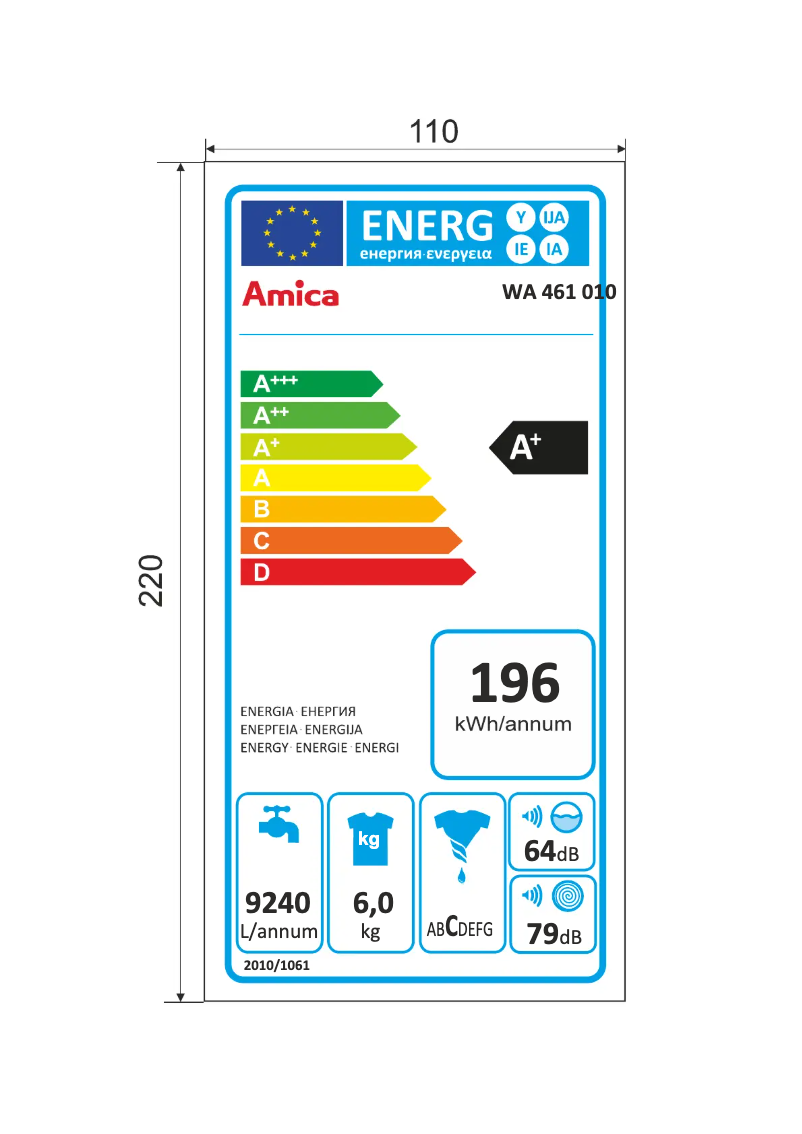 Página nº 1 - Etiqueta energética Amica WA 461 010