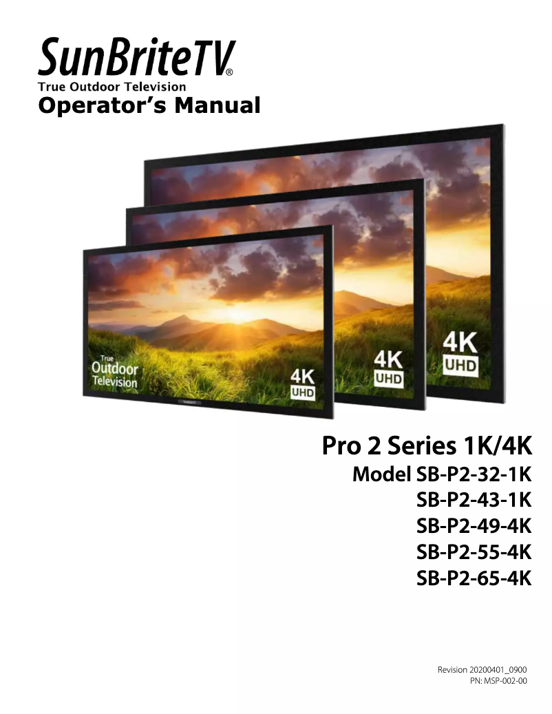 Imagen de la primera página del manual del dispositivo SB-P2-49-4K-BL