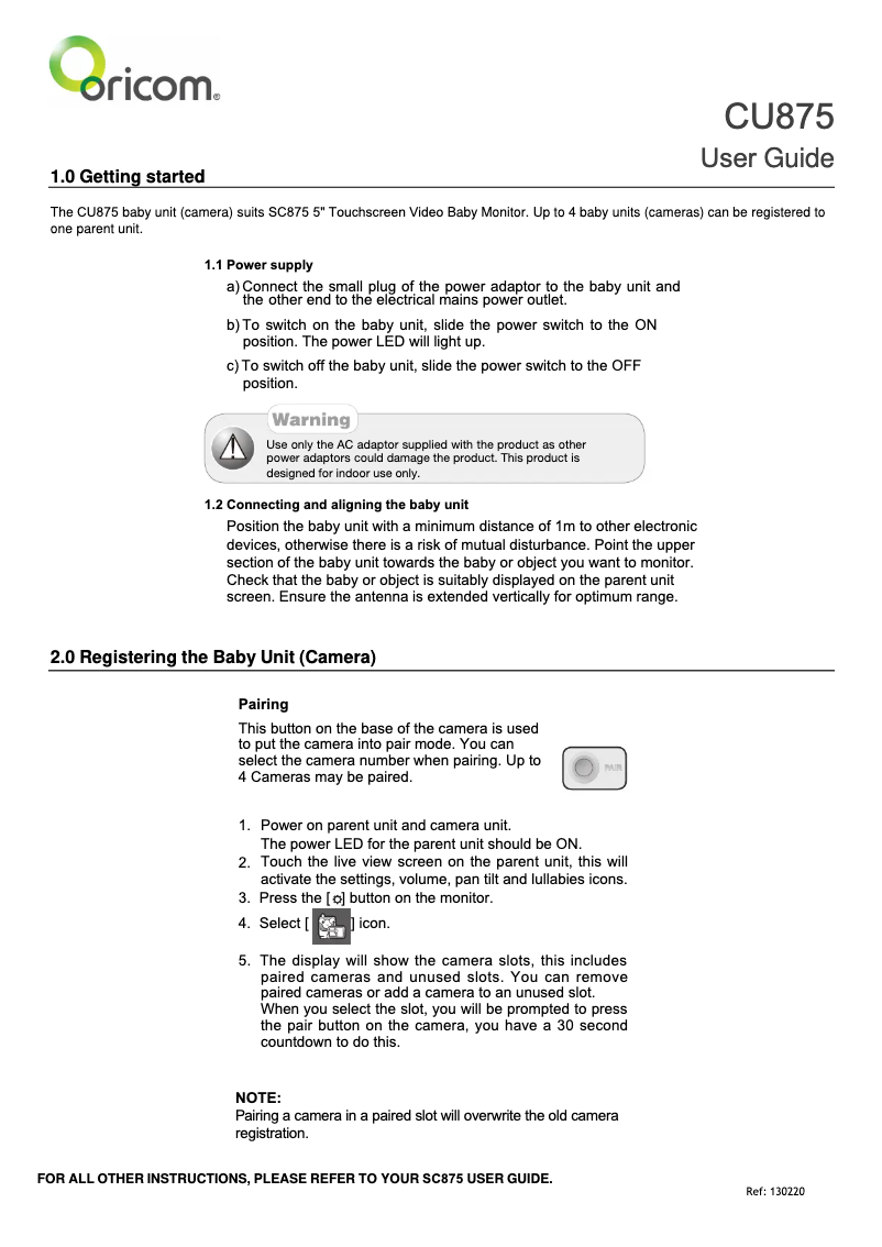 Imagen de la primera página del manual del dispositivo CU875