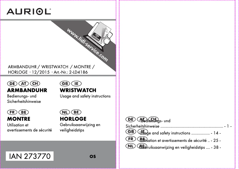 Página 1 del manual Manual de usuario Auriol IAN 273770