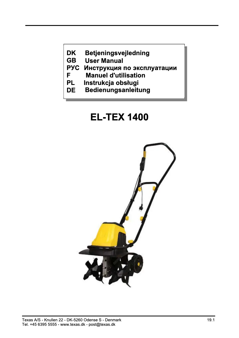 Imagen de la primera página del manual del dispositivo El-Tex 1400