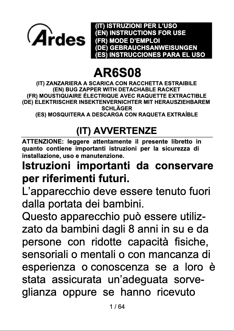 Página nº 1 - Instrucciones / montaje Ardes AR6S08