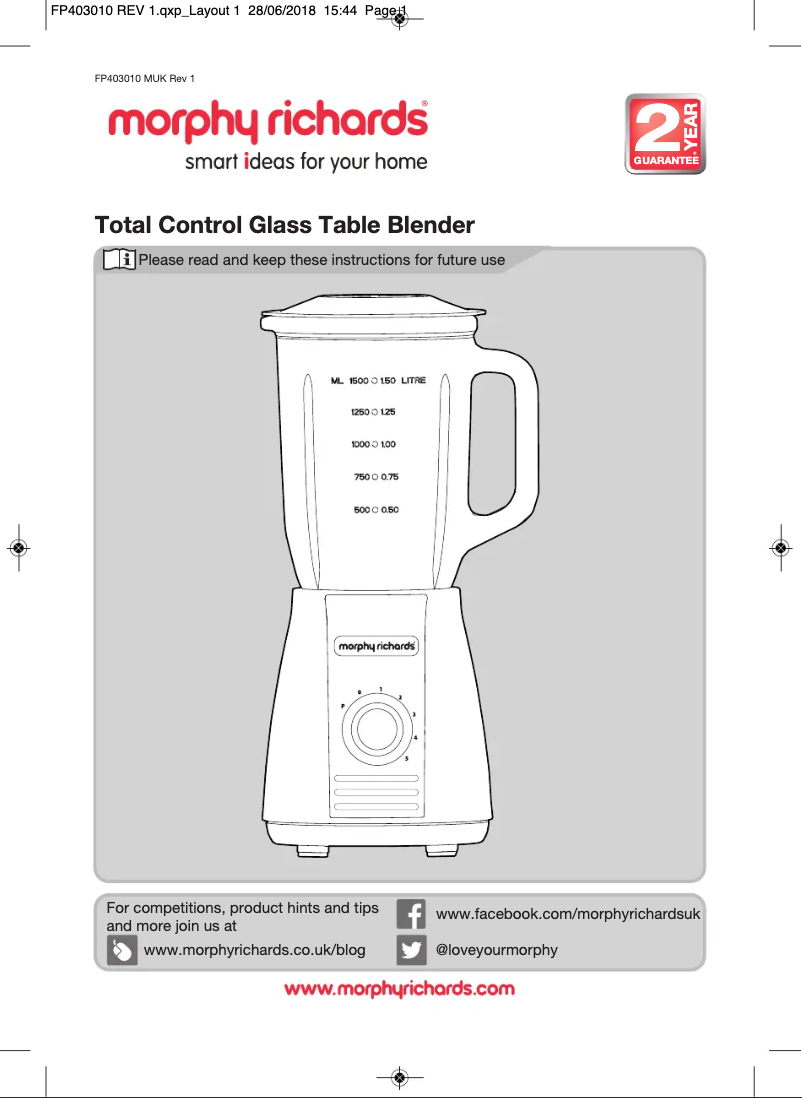 Página 1 del manual Manual de usuario Morphy Richards 403010