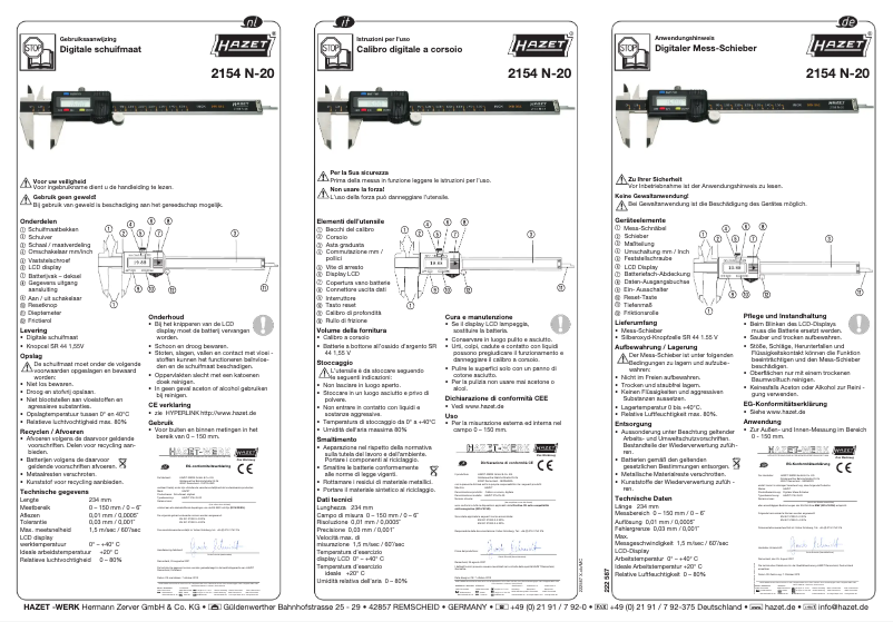 Imagen de la primera página del manual del dispositivo 2154N-20
