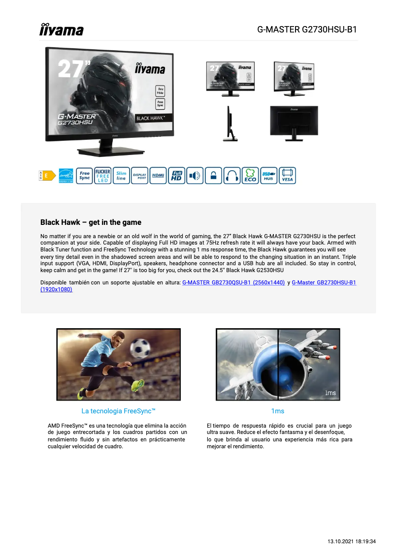 Página nº 1 - Ficha técnica Iiyama G-Master G2730HSU