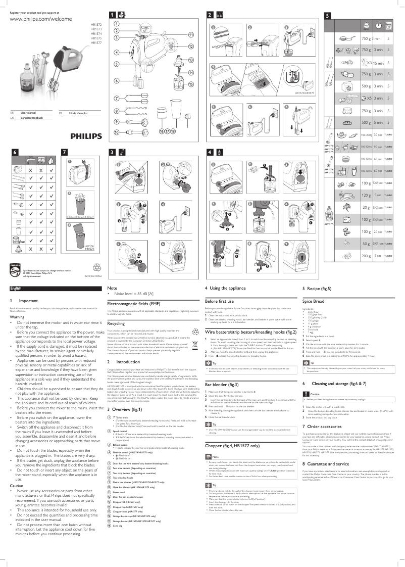 Página 1 del manual Manual de usuario Philips Avance Collection HR1573