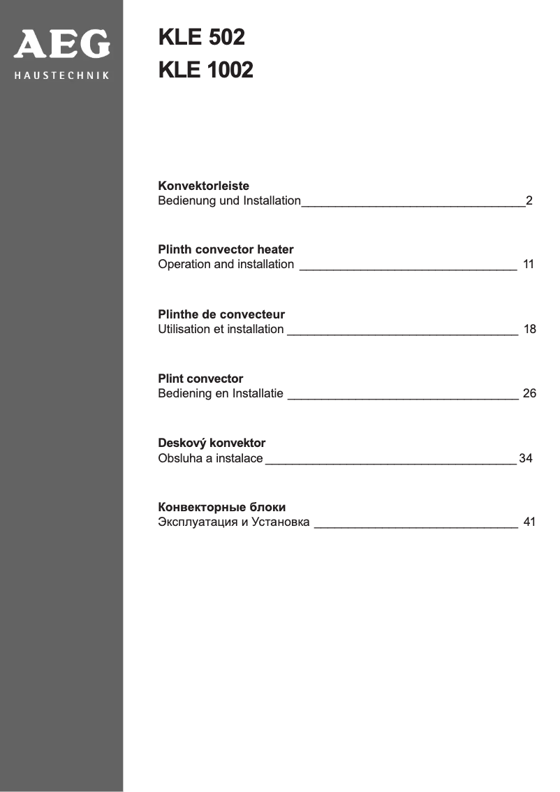 Imagen de la primera página del manual del dispositivo KLE 1002
