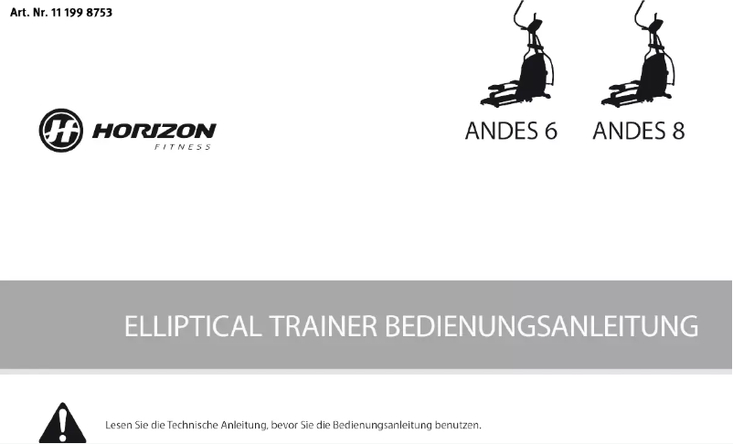 Página 1 del manual Manual de usuario Horizon Fitness Andes 6