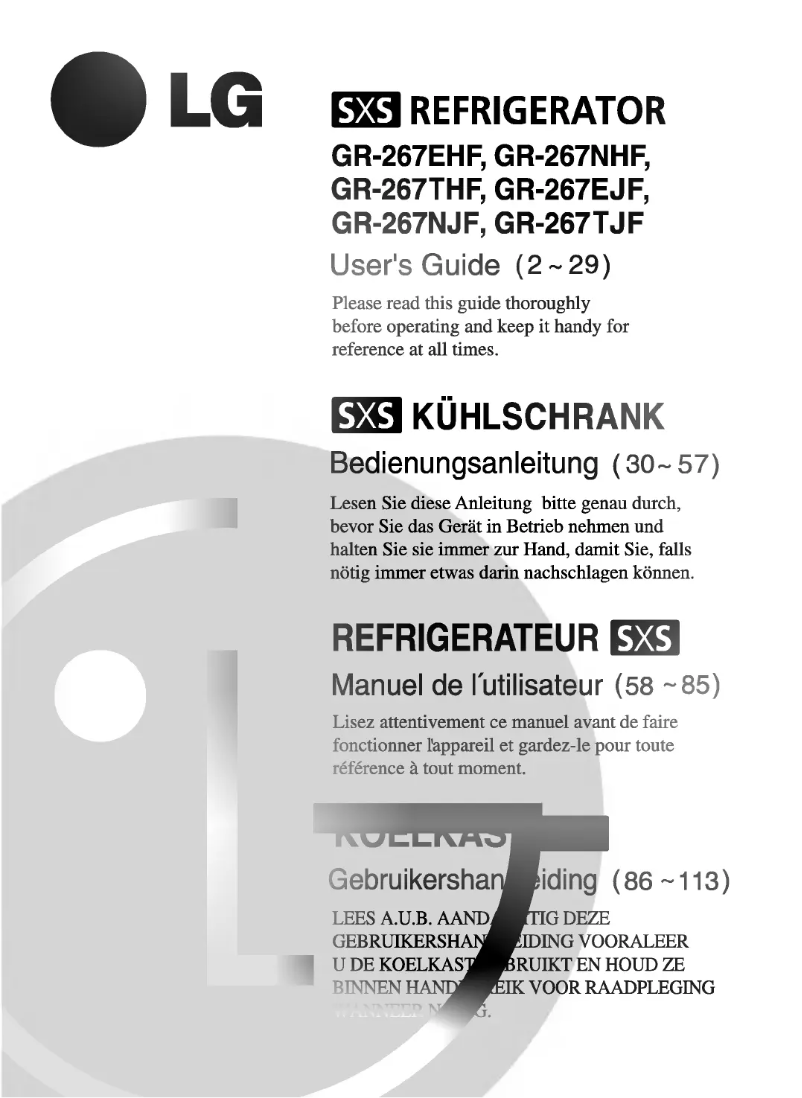 Imagen de la primera página del manual del dispositivo GR-267TJF