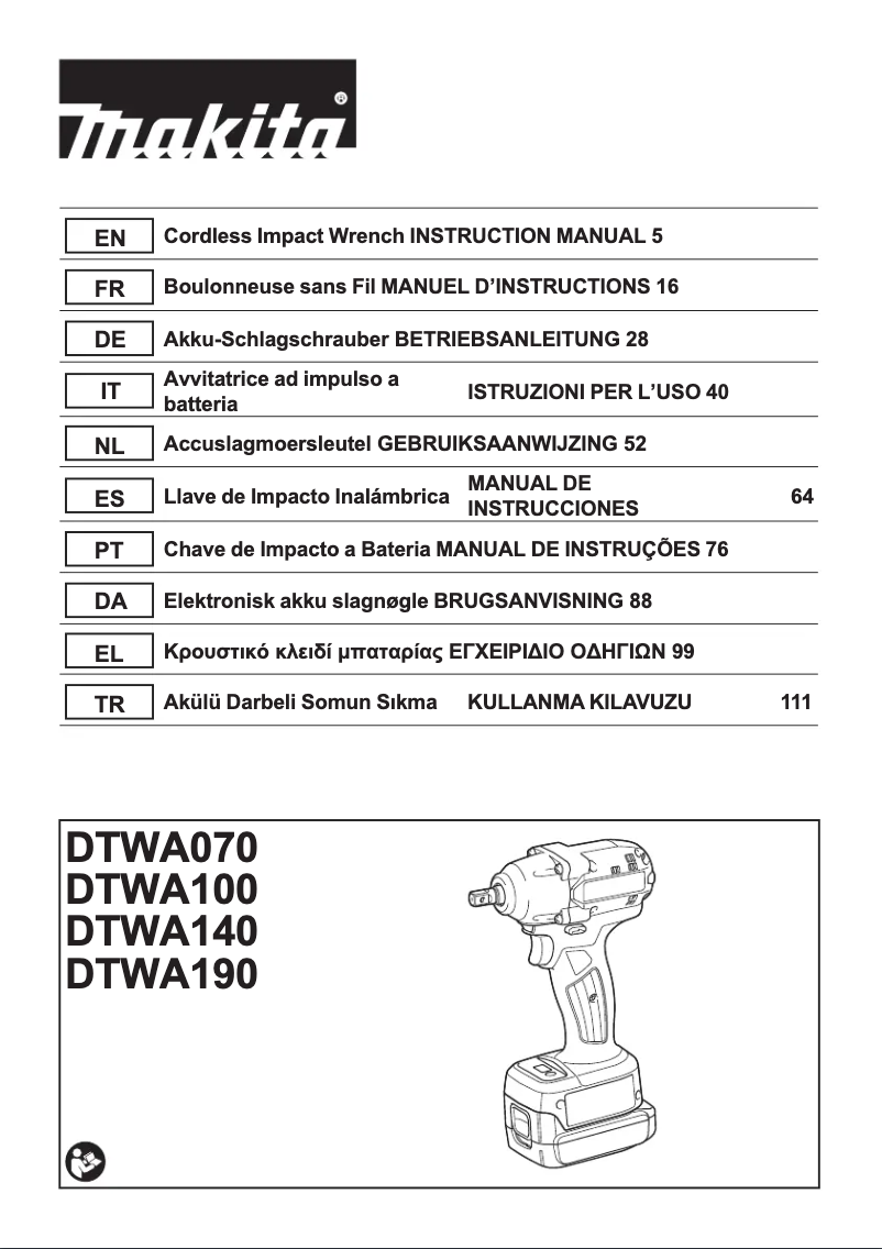 Página 1 del manual Manual de usuario Makita DTWA070Z