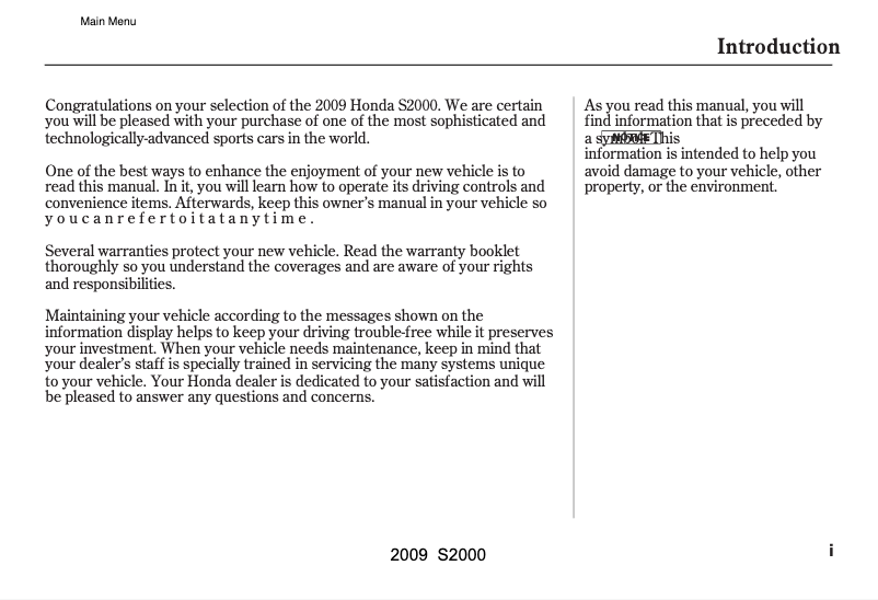 Imagen de la primera página del manual del dispositivo S2000 (2009)