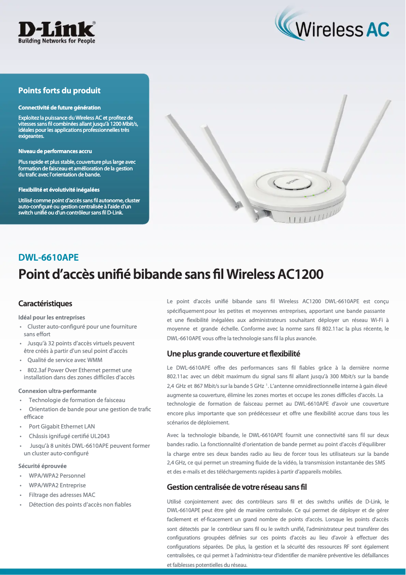 Página 1 del manual Ficha técnica D-Link DWL-6610APE