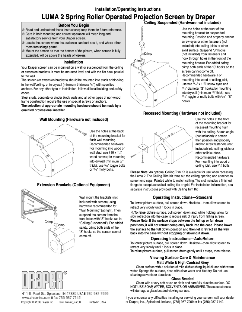 Página 1 del manual Manual de usuario Draper Luma 2