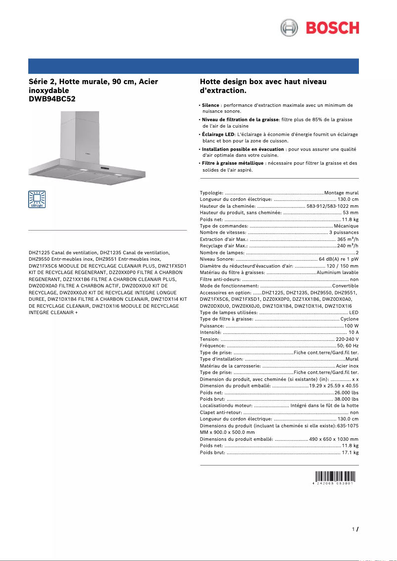 Imagen de la primera página del manual del dispositivo DWB94BC52