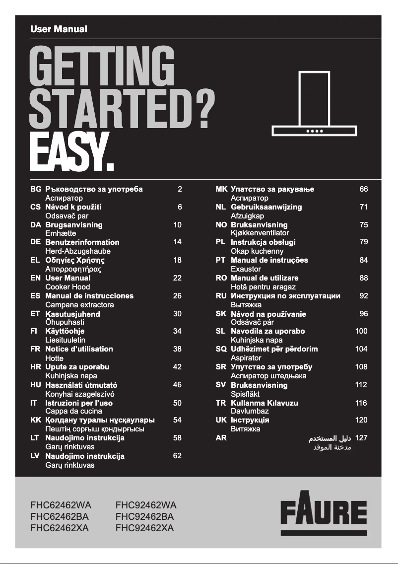 Imagen de la primera página del manual del dispositivo FHC92462WA
