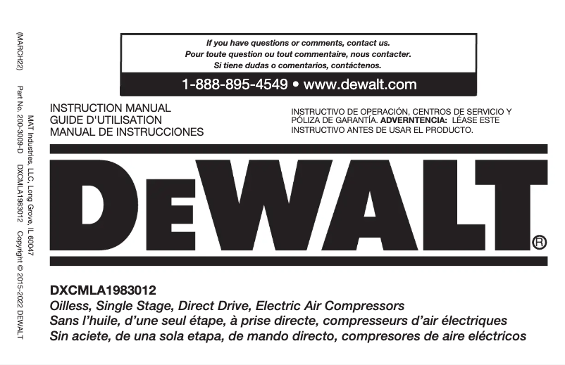 Página nº 1 - Manual de usuario DeWalt DXCMLA1983012