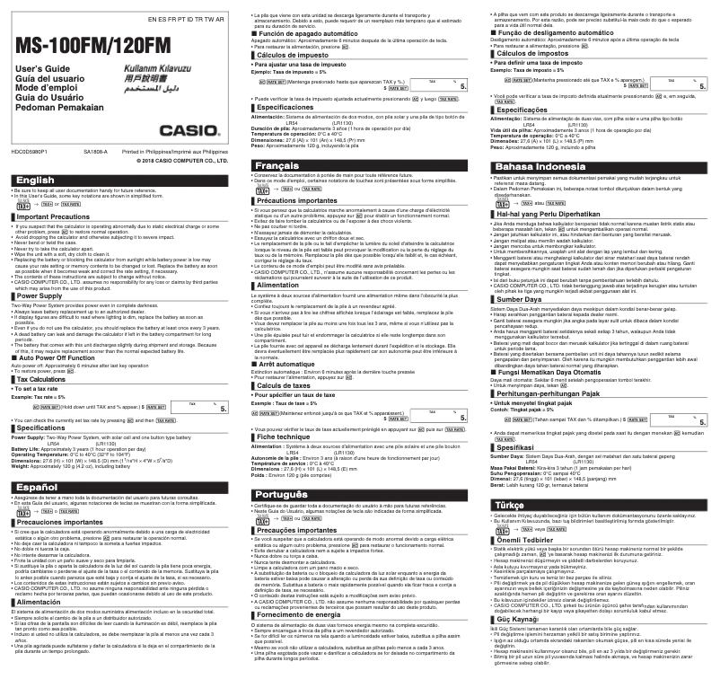 Imagen de la primera página del manual del dispositivo MS-120FM