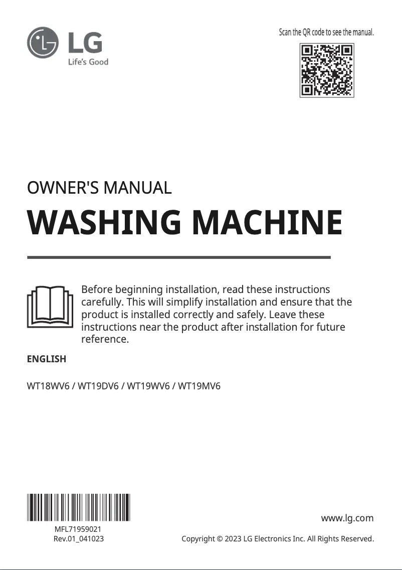 Página 1 del manual Manual de usuario LG WT19WV6