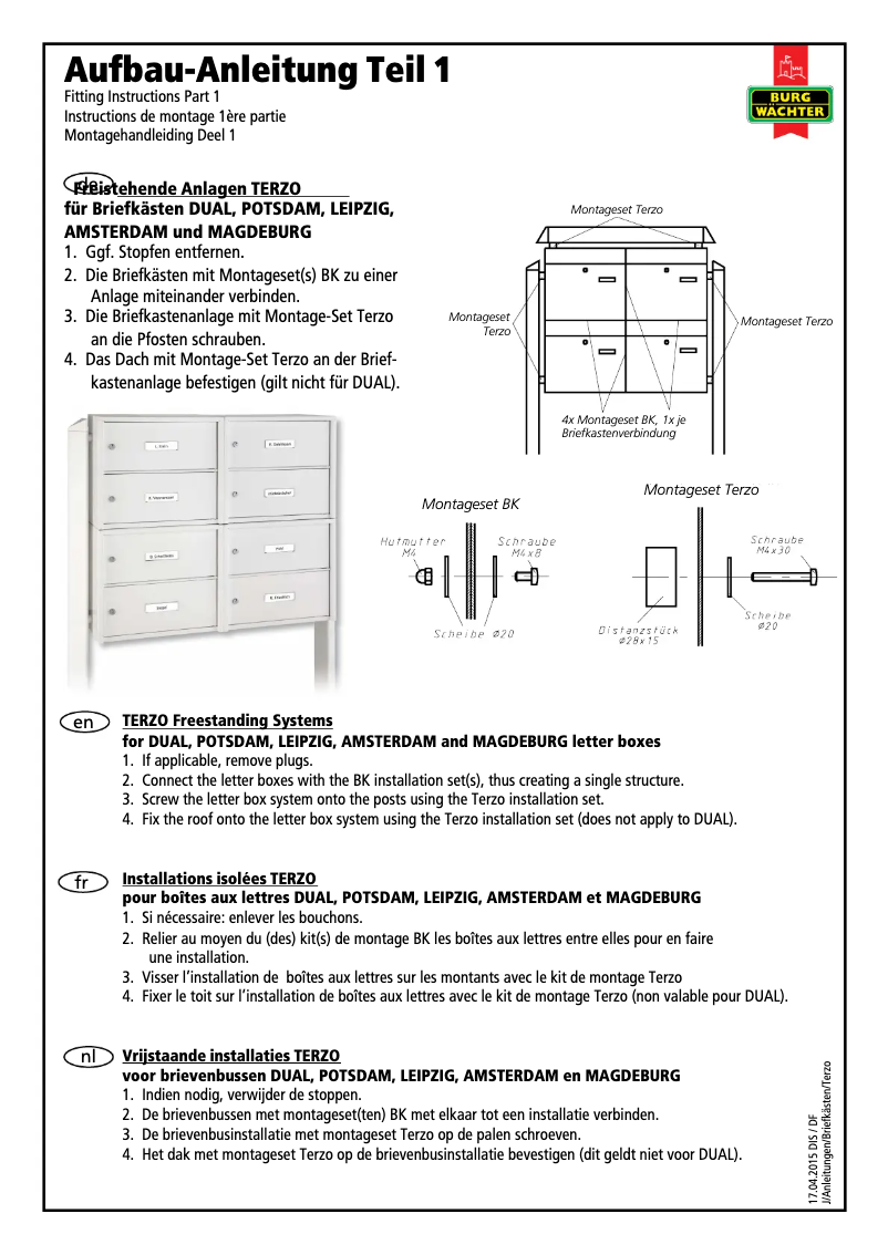 Imagen de la primera página del manual del dispositivo .DUAL-FRONT Ni 1 BK
