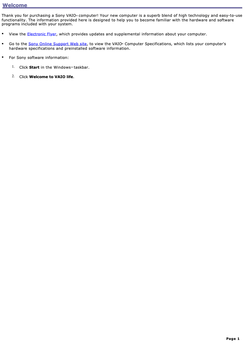 Página nº 1 - Manual de usuario Sony Vaio PCV-RS510