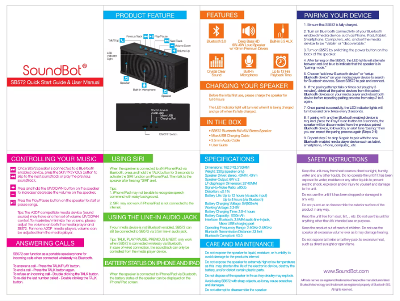 Página 1 del manual Manual de usuario SoundBot SB572