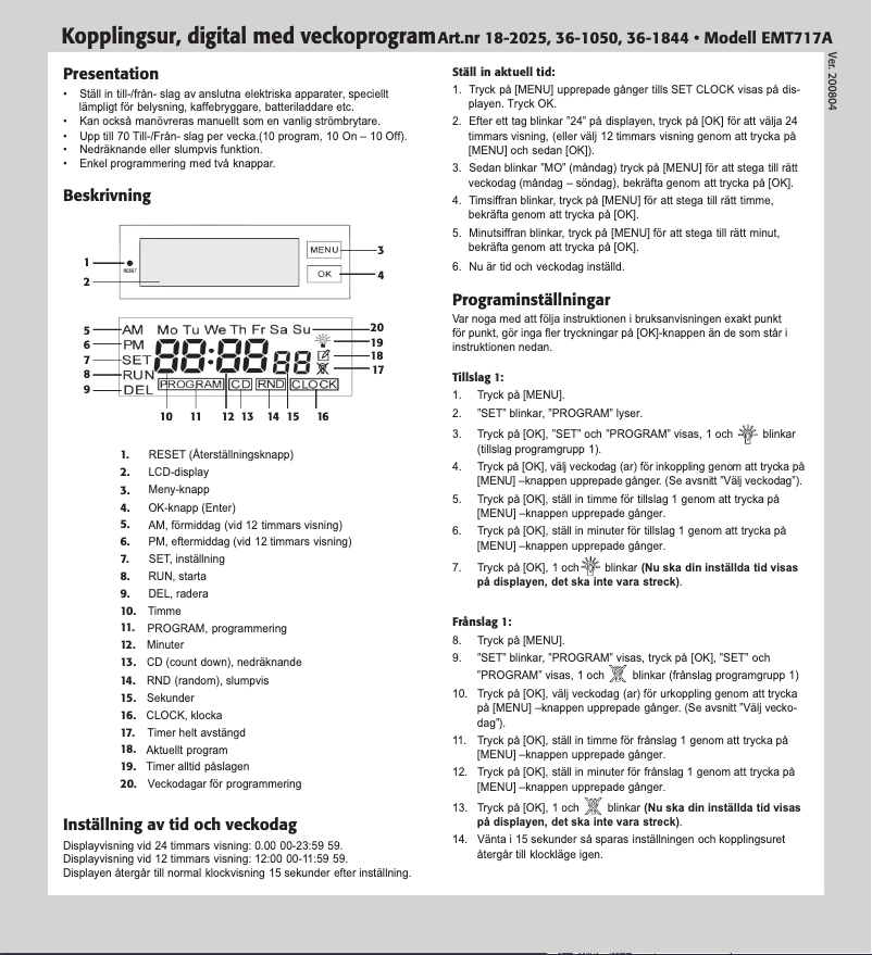 Imagen de la primera página del manual del dispositivo EMT717A