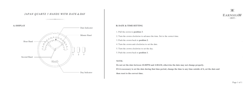 Página 1 del manual Manual de usuario Earnshaw Cornwall Retrograde ES-8077-03
