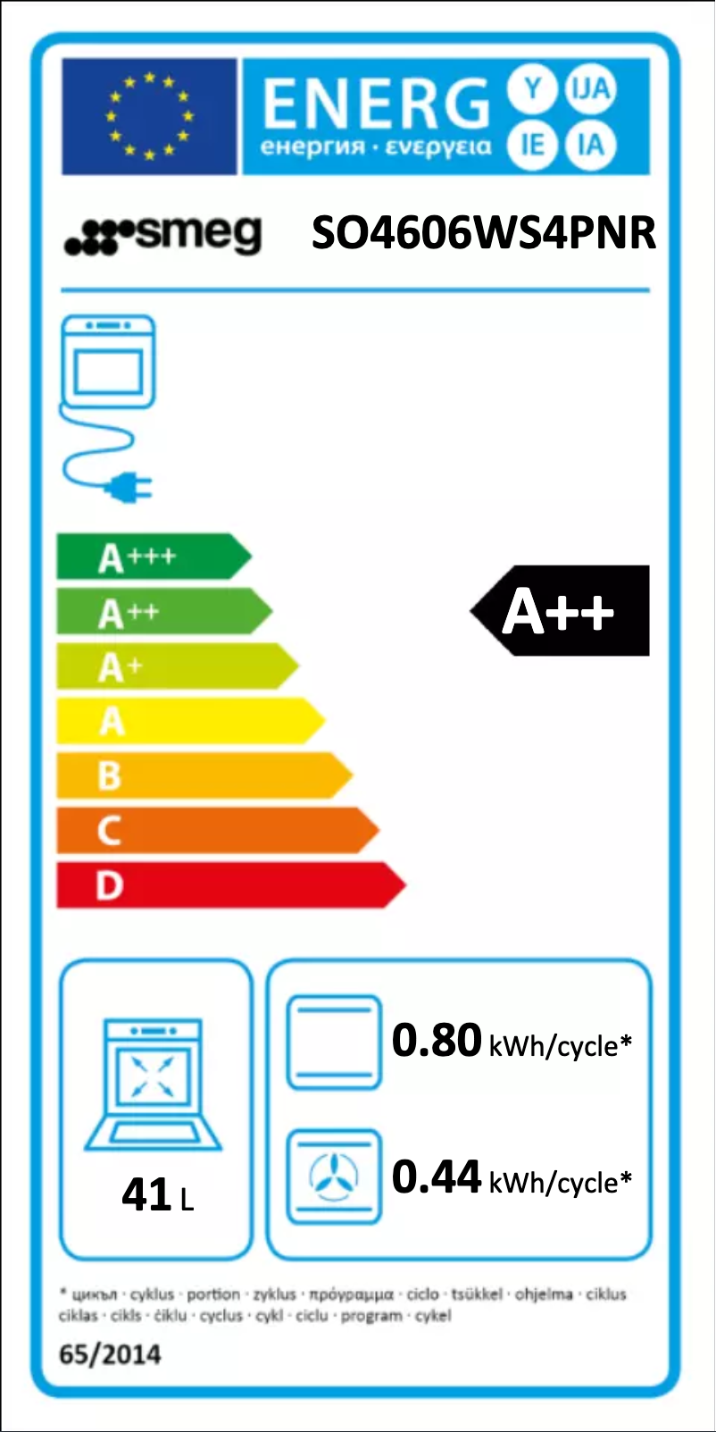 Página 1 del manual Etiqueta energética Smeg SO4606WS4PNR