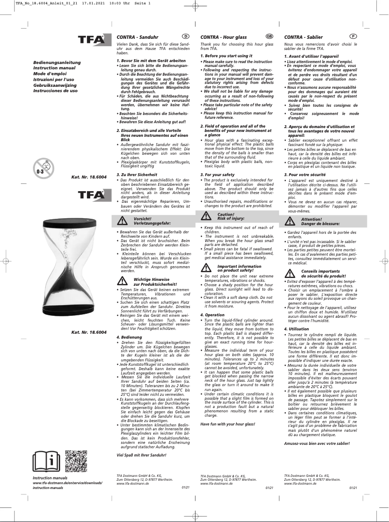 Imagen de la primera página del manual del dispositivo Contra 18.6004