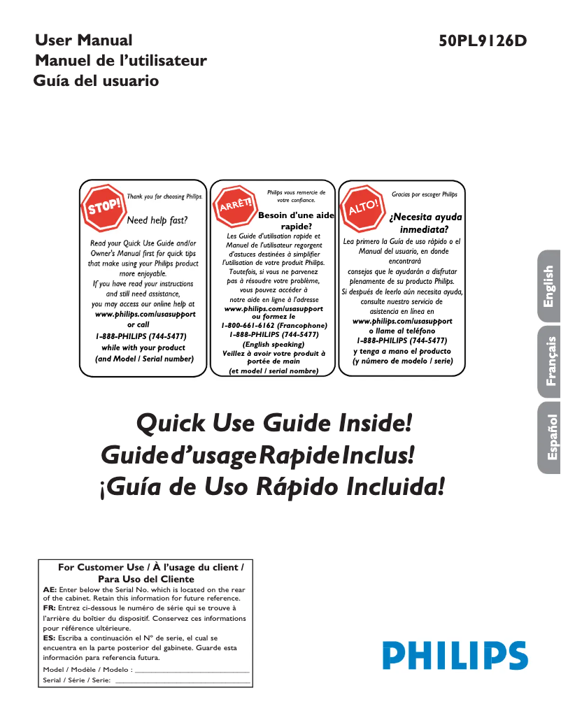 Imagen de la primera página del manual del dispositivo 50PL9126D