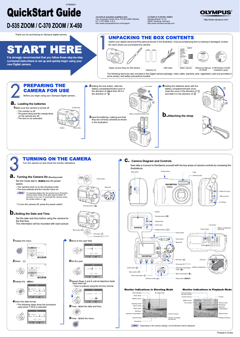 Imagen de la primera página del manual del dispositivo Camedia D-535 Zoom