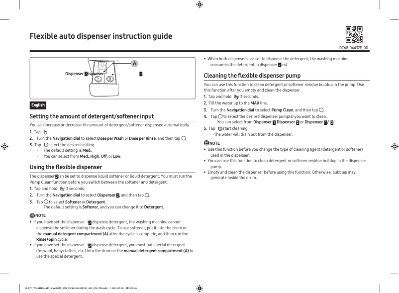 Imagen de la primera página del manual del dispositivo WW95DG6U85