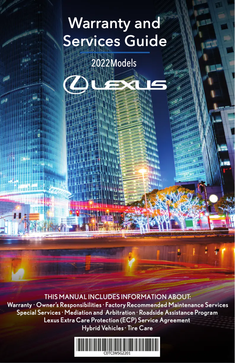 Página 1 del manual Información de garantía Lexus RX 350 (2022)