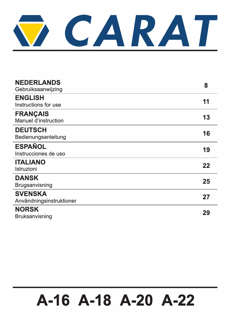 Página 1 del manual Manual de usuario Carat A-1810