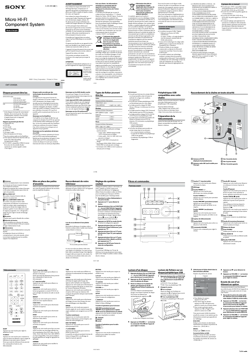 Imagen de la primera página del manual del dispositivo CMT-DX400A