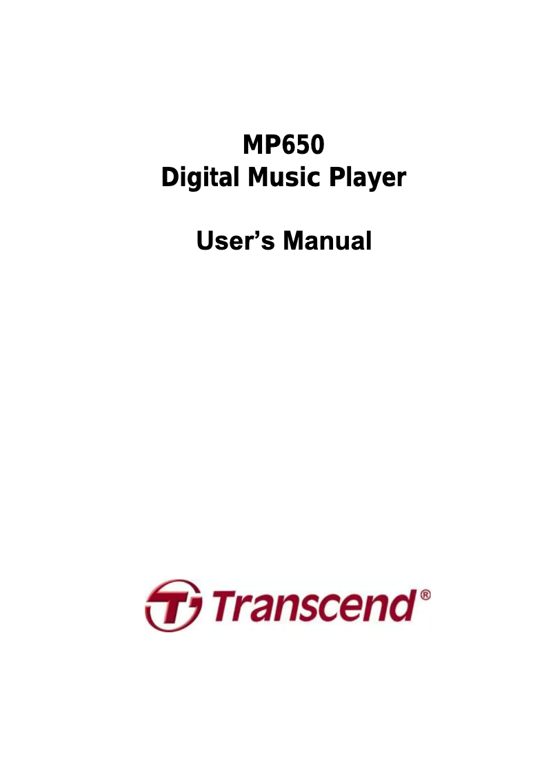 Página nº 1 - Manual de usuario Transcend T.sonic 650