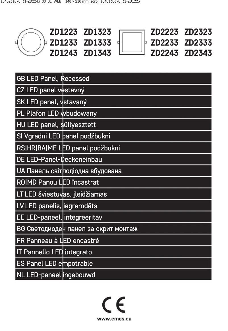 Imagen de la primera página del manual del dispositivo ZD2243