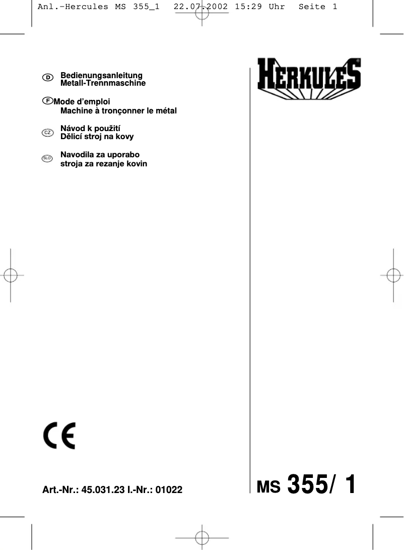Página 1 del manual Manual de usuario Herkules MS 355/1