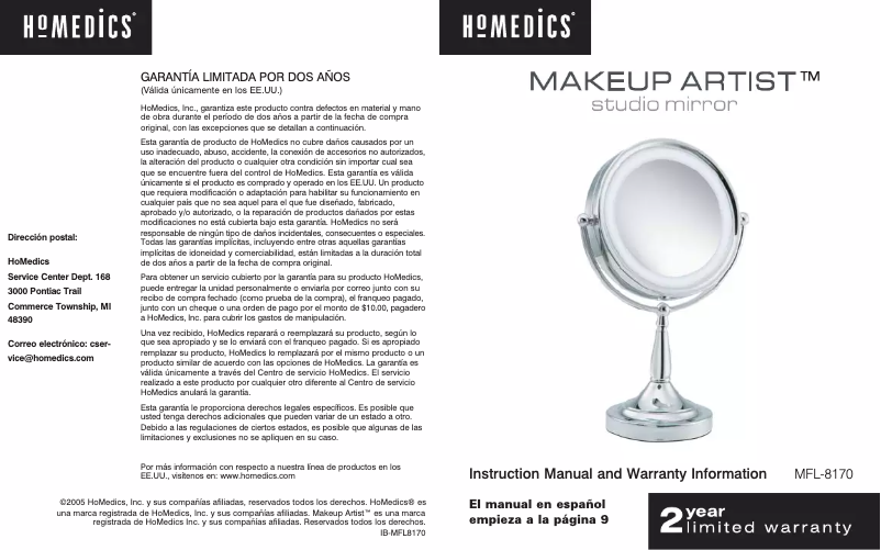 Página 1 del manual Manual de usuario Homedics MFL-8170