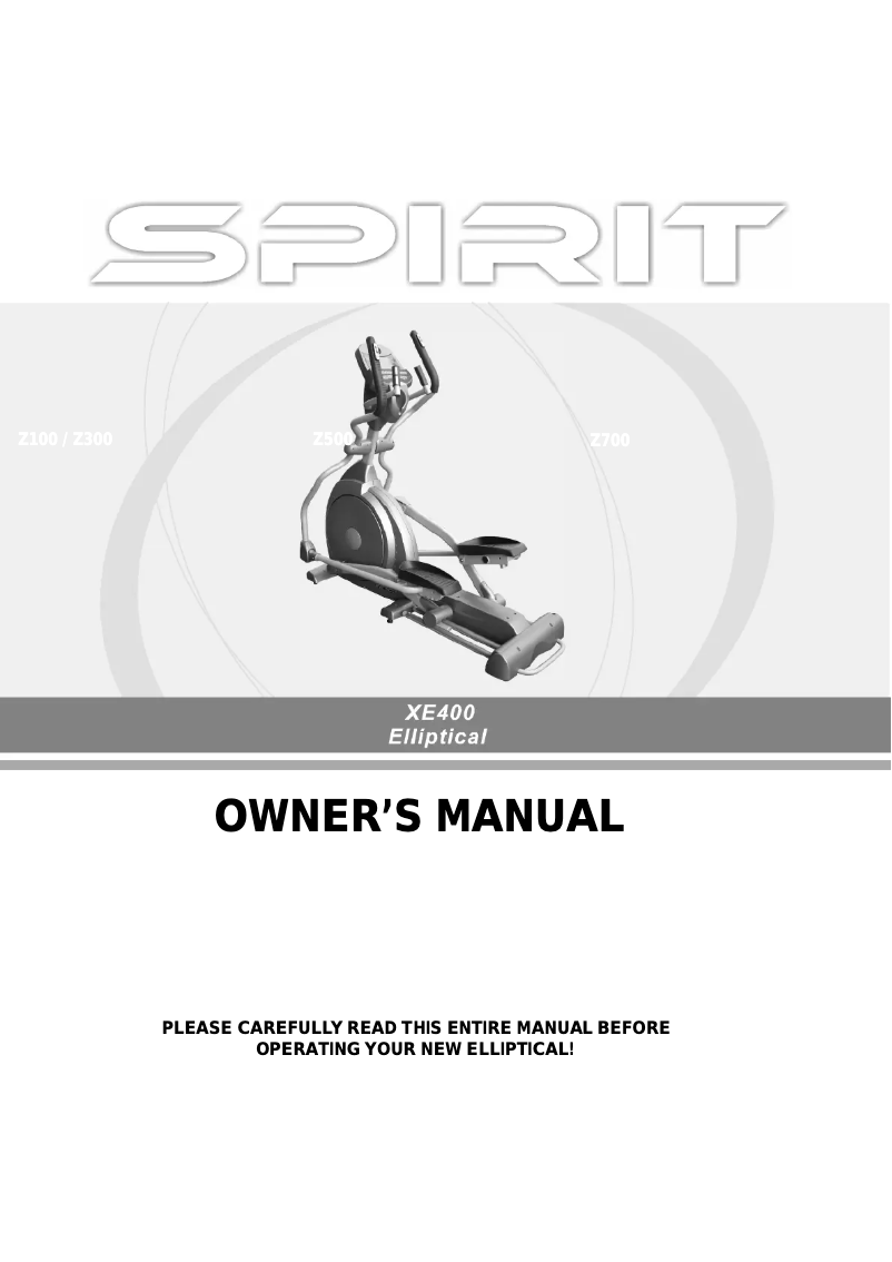 Página nº 1 - Manual de usuario Spirit Fitness XE400